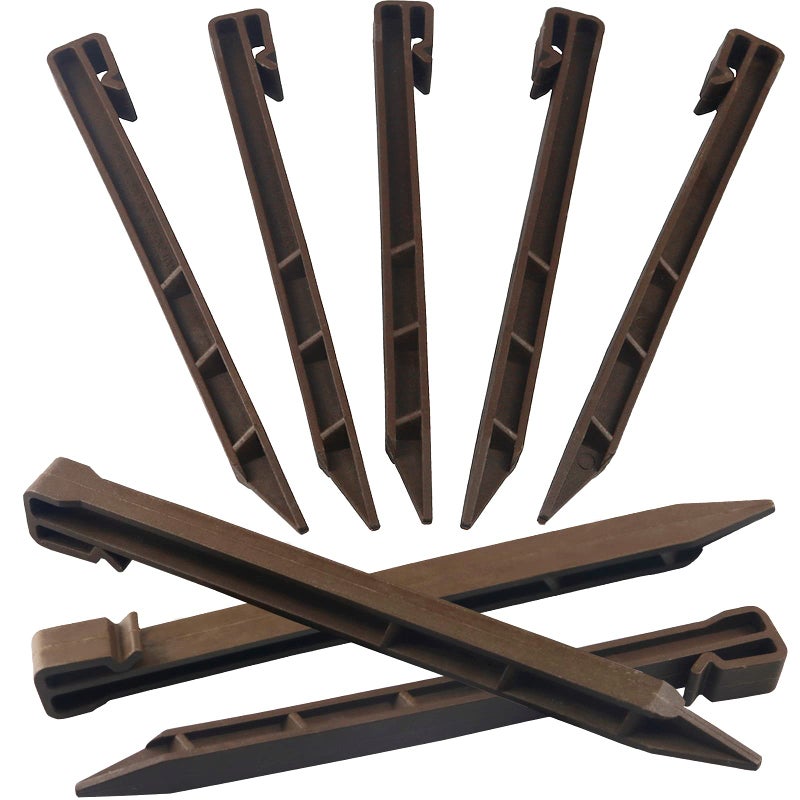 Inslat 30 PCS Brown Landscape Edging Garden Stakes  10 Inch Landscaping Anchoring Spikes Heavy Duty Plastic Garden Netting Ground Stakes Brown for Edging & Terrace Board - Image 1